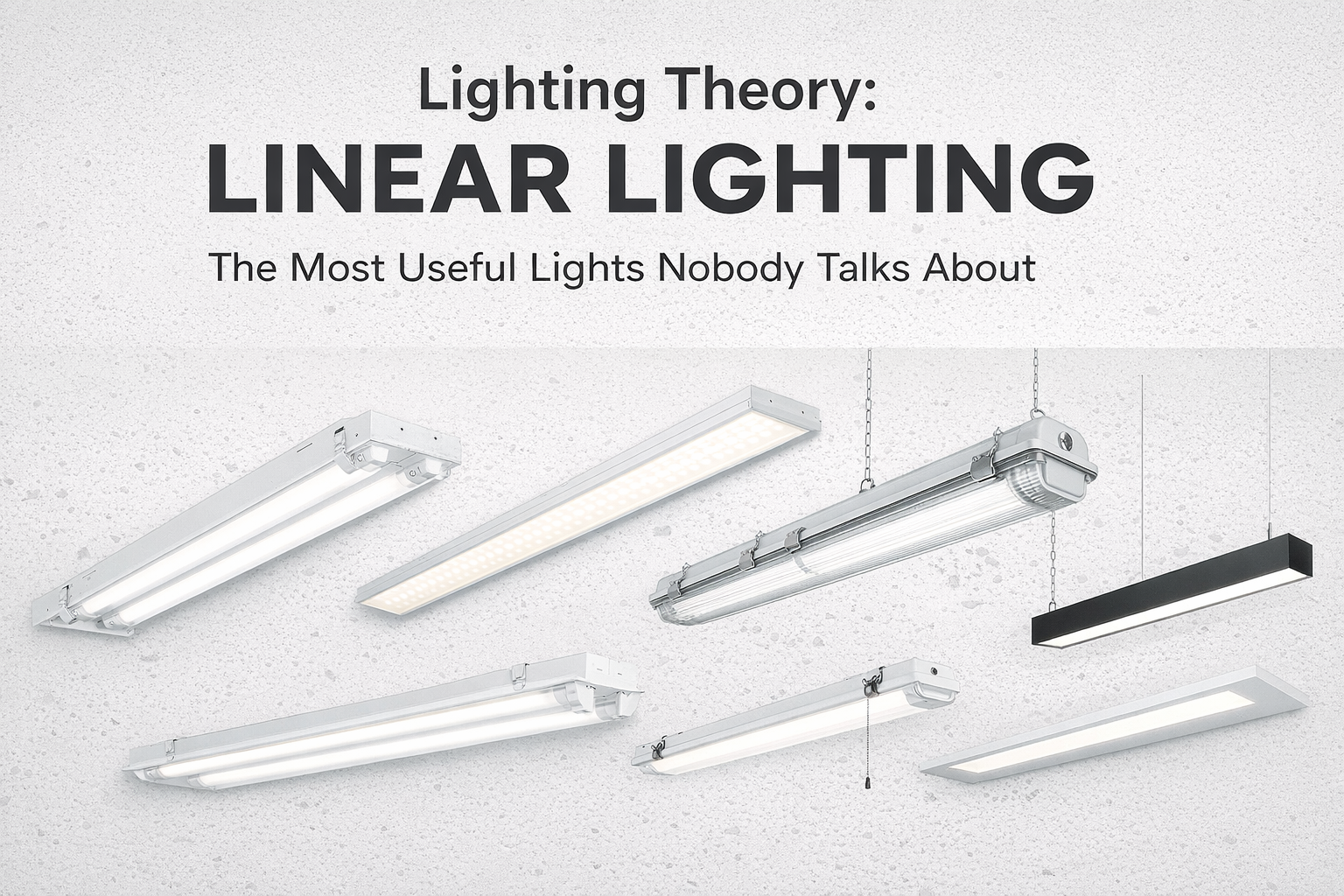 Linear lighting fixtures including LED strips, shop lights, vapor tight and tube fixtures