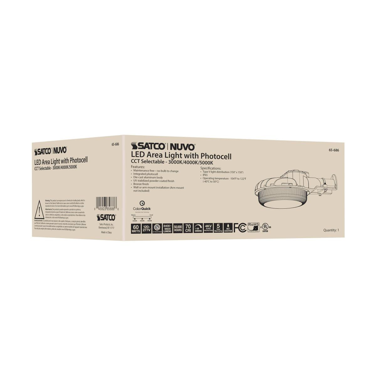 60W LED Area Light with Photocell – CCT Selectable, Dimmable, IP65 Rated - Buchanan Lighting LTD.