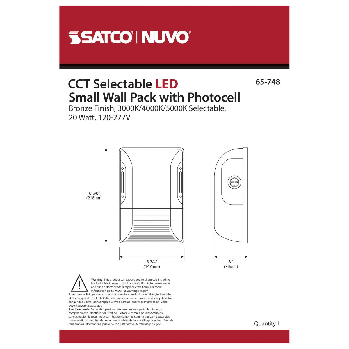 20W LED Small Wall Pack – CCT Selectable, Photocell Sensor, IP65 Rated - Buchanan Lighting LTD.
