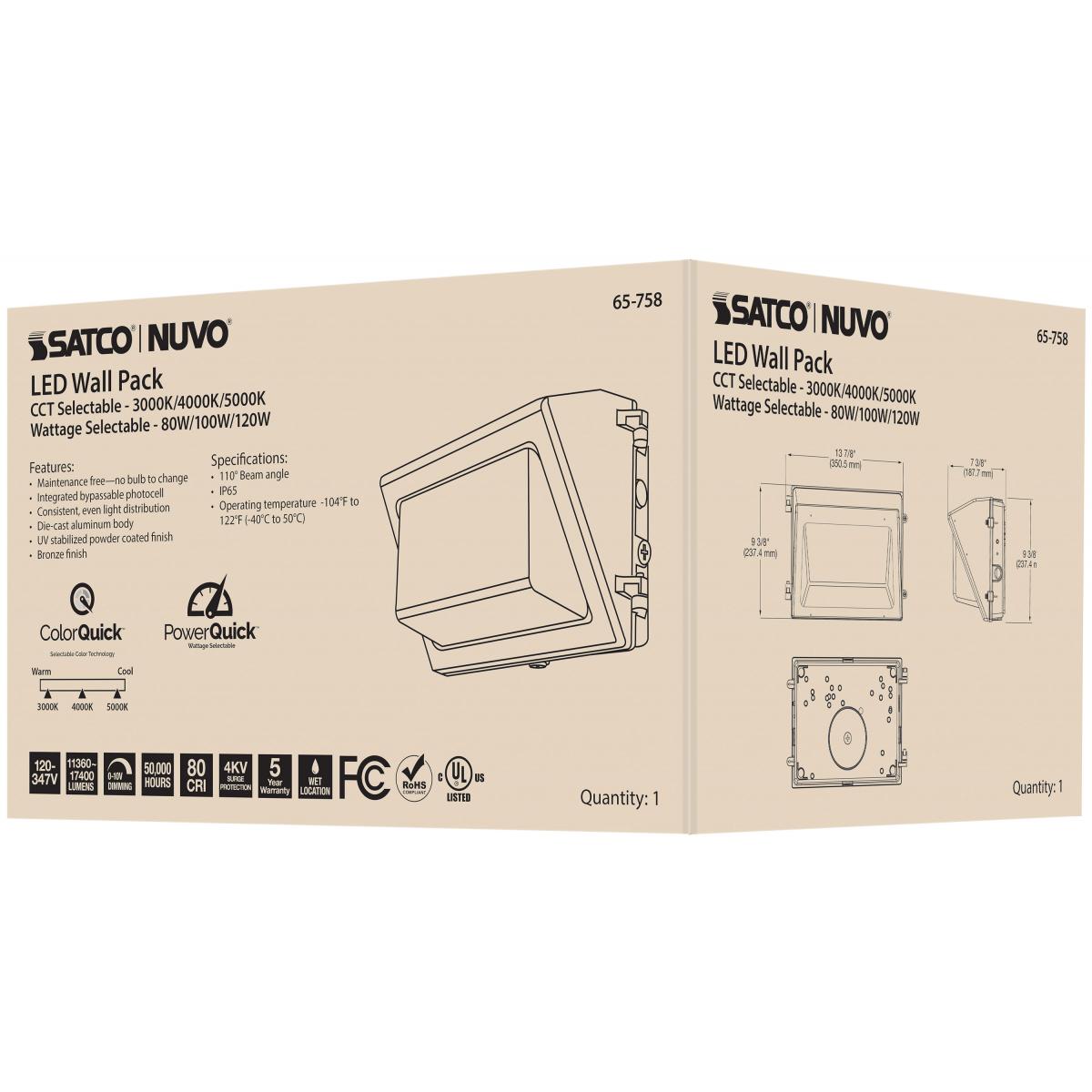 LED Wall Pack – 80W/100W/120W, CCT Selectable 3000K/4000K/5000K, IP65, DLC Premium - Buchanan Lighting LTD.