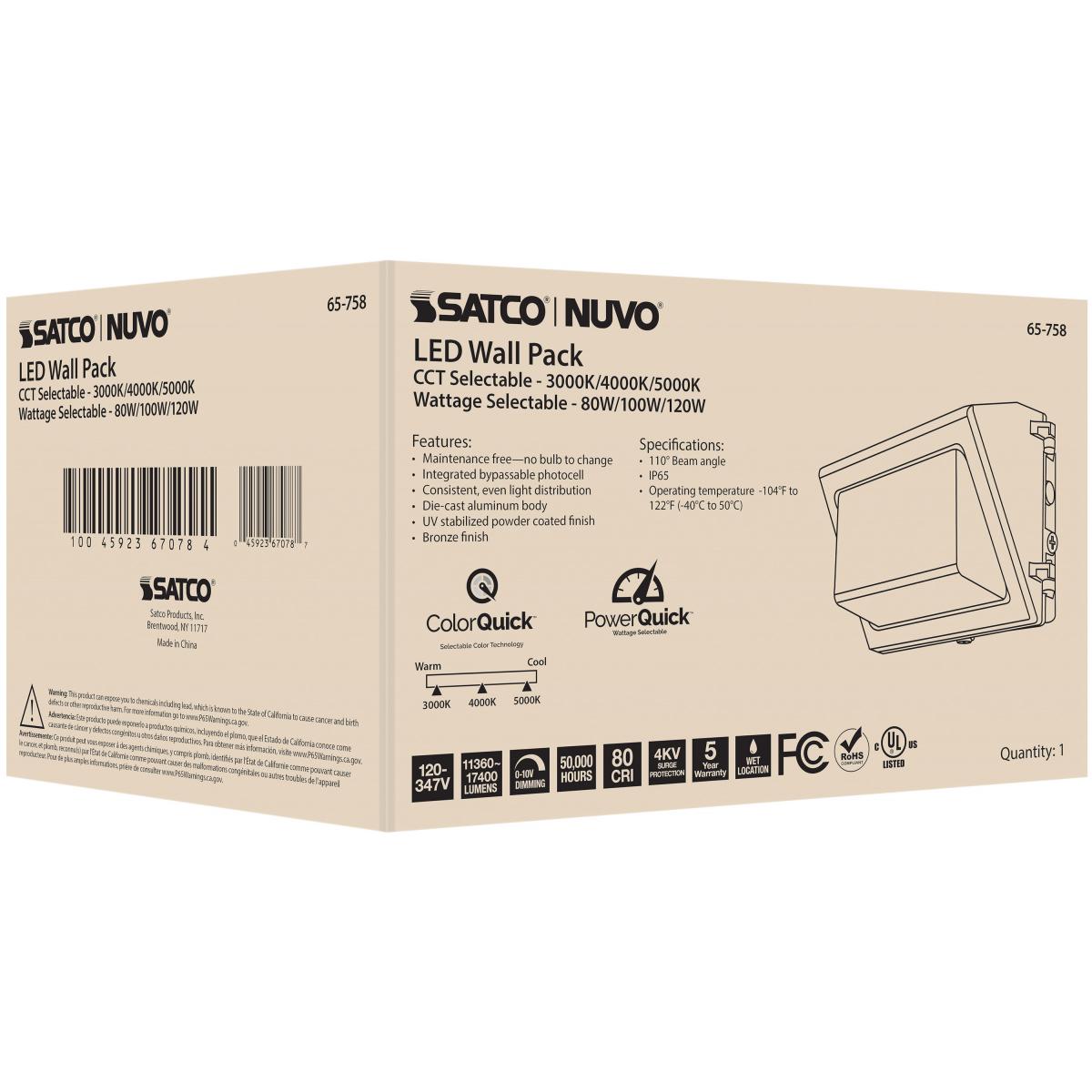 LED Wall Pack – 80W/100W/120W, CCT Selectable 3000K/4000K/5000K, IP65, DLC Premium - Buchanan Lighting LTD.