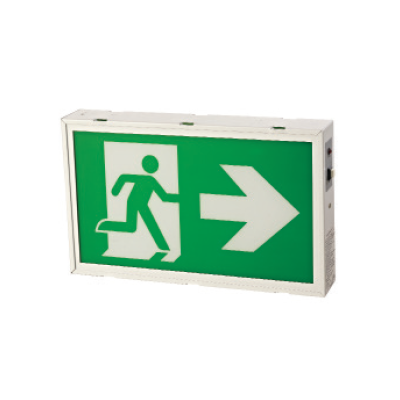 Steel Running Man Exit Sign – Battery Backup, Single/Double-Sided, 120-347V - Buchanan Lighting LTD.