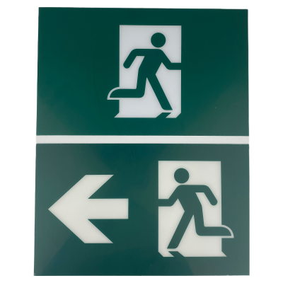 Steel Running Man Exit Sign – Battery Backup, Single/Double-Sided, 120-347V - Buchanan Lighting LTD.