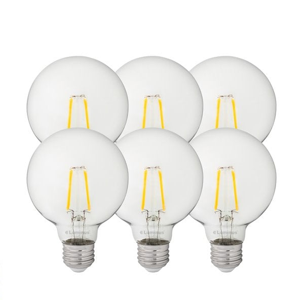 Luminus 7W G25 LED Globe Bulb | 6-Pack | 2700K Clear, 2700K Frost, & 5000K Frost | 800LM | Dimmable | 60W Equivalent - Buchanan Lighting LTD.