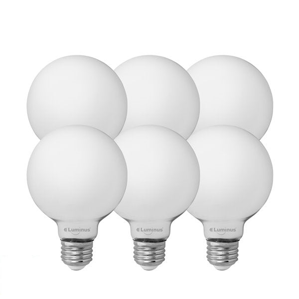 Luminus 7W G25 LED Globe Bulb | 6-Pack | 2700K Clear, 2700K Frost, & 5000K Frost | 800LM | Dimmable | 60W Equivalent - Buchanan Lighting LTD.