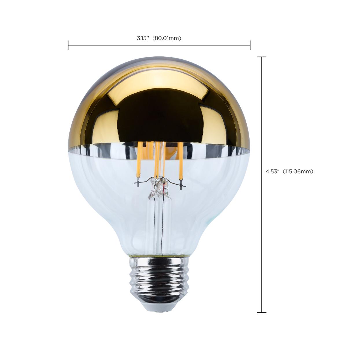 G25 Gold Half Mirror LED Bulb – 5.5W (60W Equivalent) | 2700K Warm White | Dimmable - Buchanan Lighting LTD.