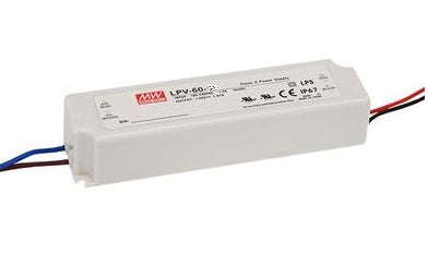 MEAN WELL LPV-60-12 LED Driver | 60W, 12V DC, 5A, IP67 Waterproof, Constant Voltage - Buchanan Lighting LTD.