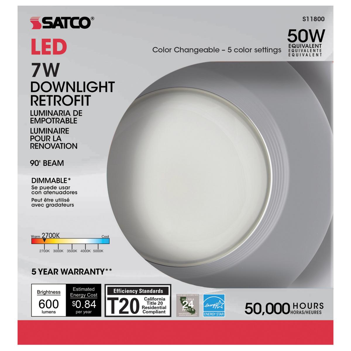 4-Inch LED Downlight Retrofit – 7W, 5CCT Adjustable, 600 Lumens, Dimmable - Buchanan Lighting LTD.