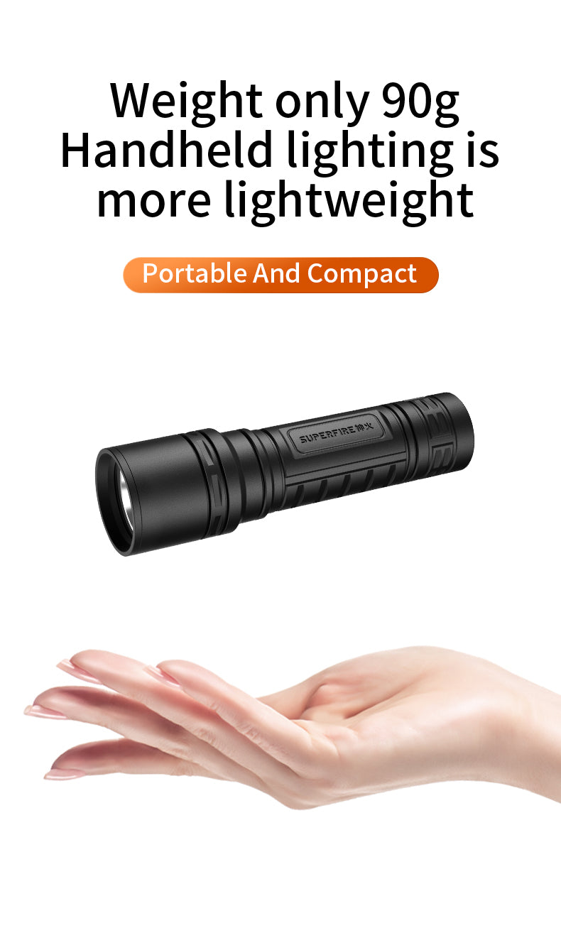 SUPERFIRE S33-N Lightweight & Portable Flashlight | 140LM, USB Rechargeable - Buchanan Lighting LTD.