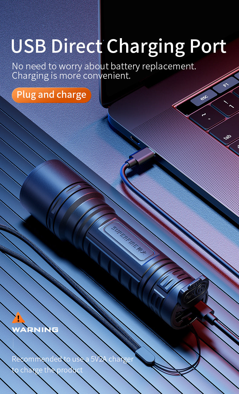 SUPERFIRE S33-N Lightweight & Portable Flashlight | 140LM, USB Rechargeable - Buchanan Lighting LTD.