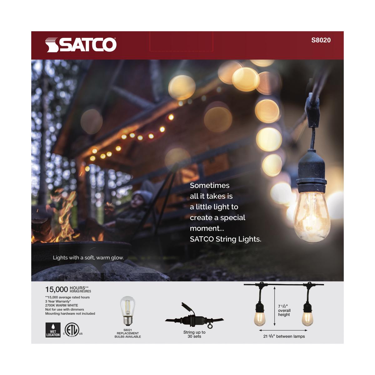 24-Foot LED String Light – 12 Vintage Edison Bulbs, Weatherproof, 120V - Buchanan Lighting LTD.