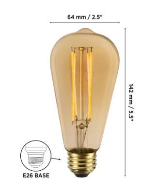 Luminus ST19 Vintage LED Bulb | 4-Pack | 2200K Amber | 40W Equivalent | Dimmable - Buchanan Lighting LTD.