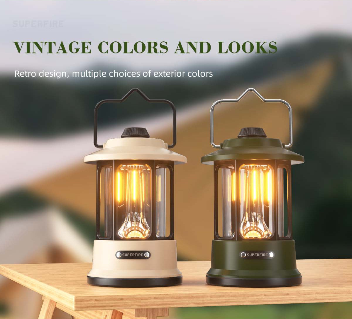 T35 LED Rechargeable Retro Camping Lantern | Vintage-Style Outdoor Light - Buchanan Lighting LTD.