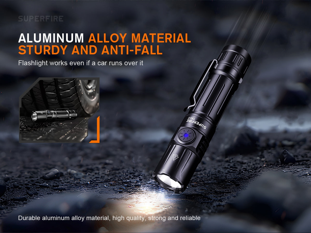 SUPERFIRE TN02 EDC High-Performance Flashlight | 1800LM, USB-C Rechargeable - Buchanan Lighting LTD.
