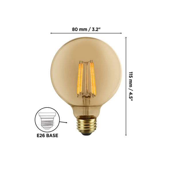Luminus 4.5W G25 Vintage Filament LED Bulb | 6-Pack | 2200K Amber | 350LM | Dimmable | 40W Equivalent - Buchanan Lighting LTD.