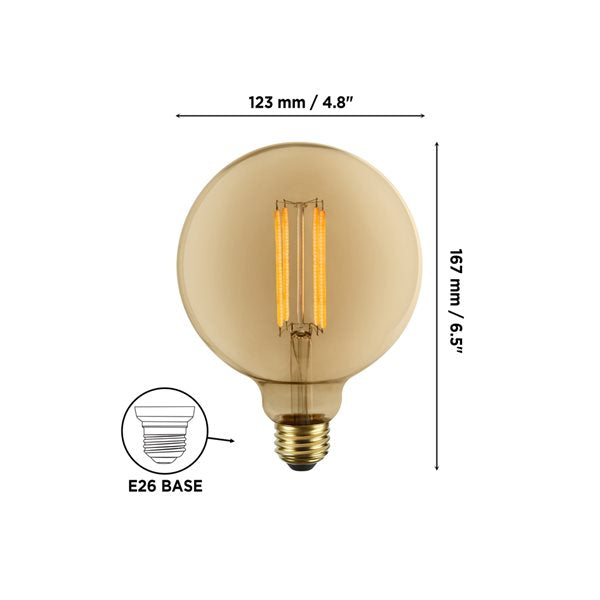 Luminus 5W G40 Vintage Filament LED Globe Bulb | 6-Pack | 2200K Amber | 380LM | Dimmable | 40W Equivalent - Buchanan Lighting LTD.