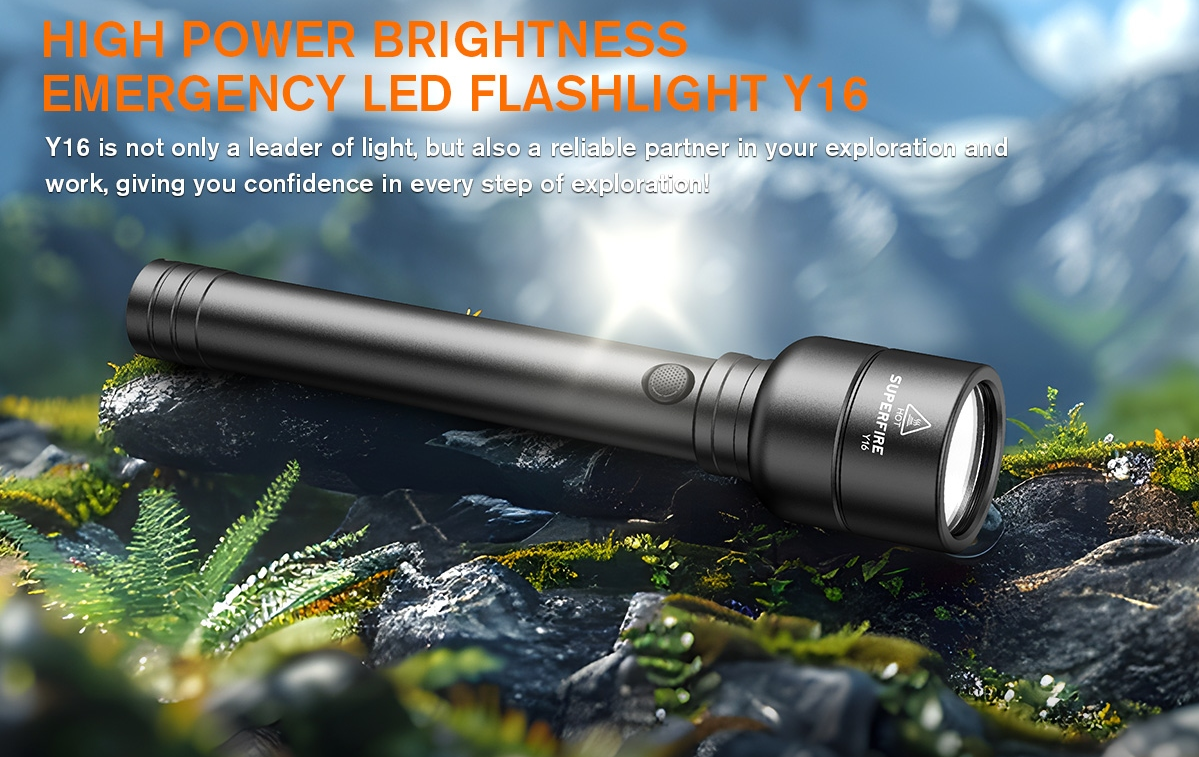SUPERFIRE Y16 High Power LED Flashlight | 1660LM, USB-C Rechargeable - Buchanan Lighting LTD.