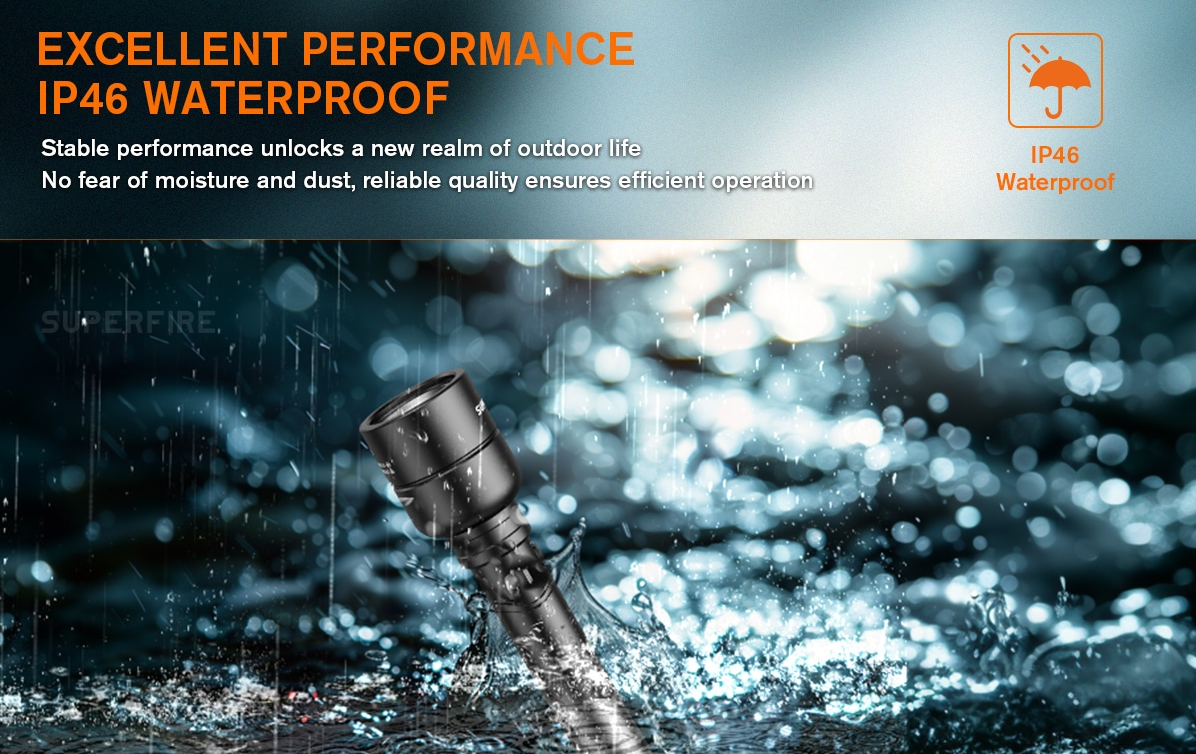 SUPERFIRE Y16 High Power LED Flashlight | 1660LM, USB-C Rechargeable - Buchanan Lighting LTD.