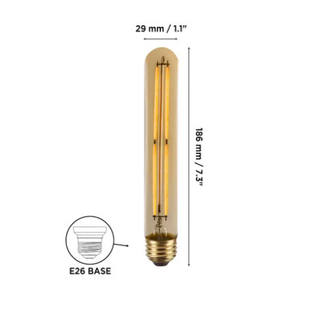 Luminus 5W Vintage T10 Dimmable LED Bulb | 2200K Amber | 380LM | E26 Base | 6-Pack - Buchanan Lighting LTD.