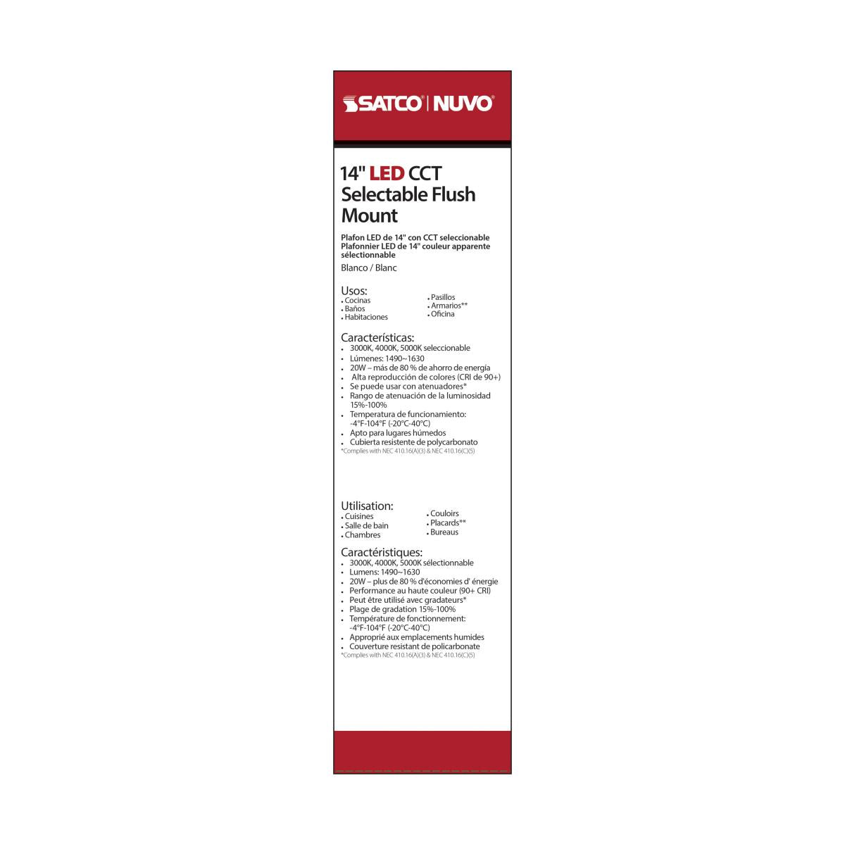 14-Inch Square LED Flush Mount Light – CCT Selectable, White Acrylic - Buchanan Lighting LTD.