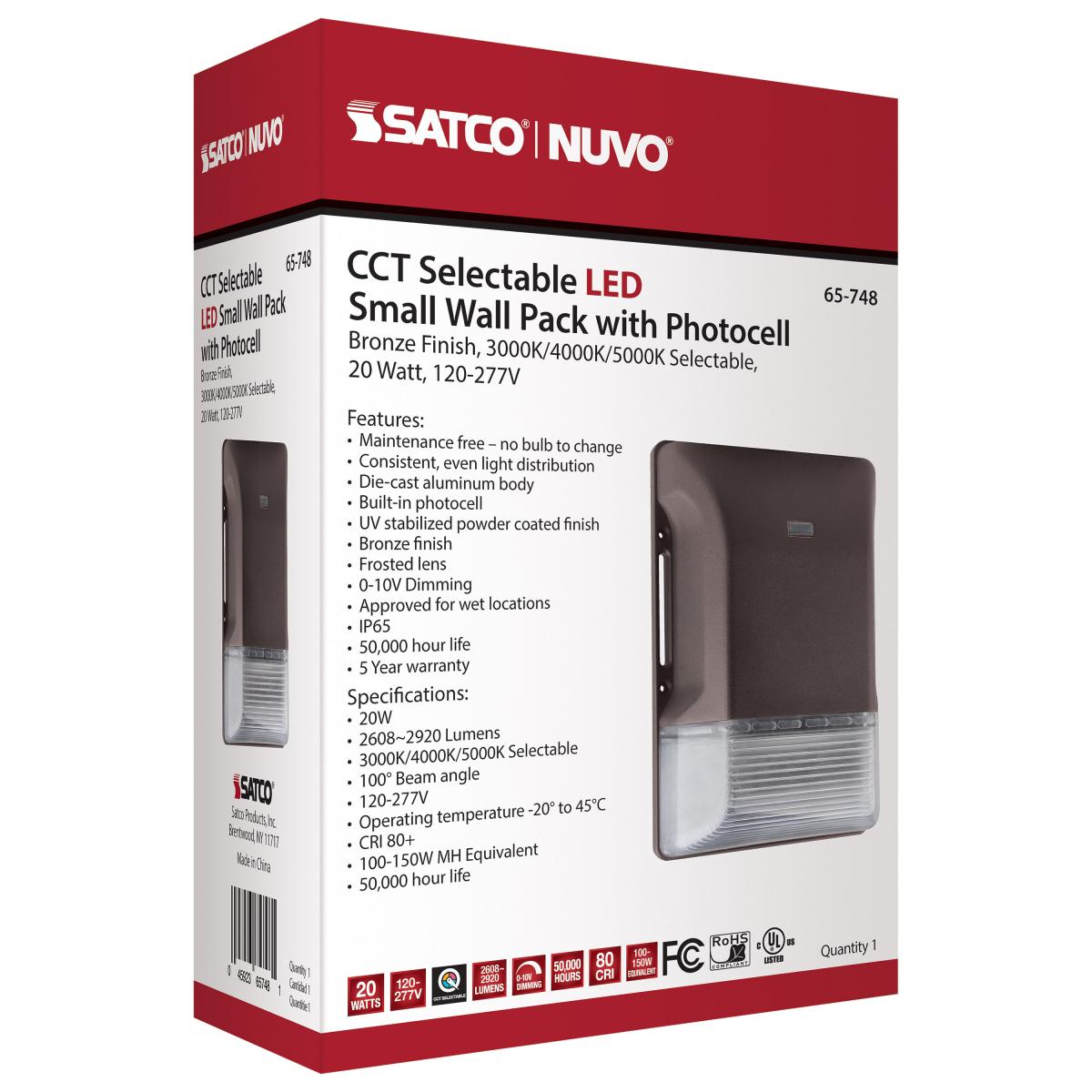 20W LED Small Wall Pack – CCT Selectable, Photocell Sensor, IP65 Rated - Buchanan Lighting LTD.