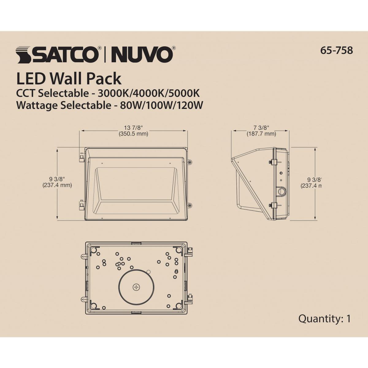 LED Wall Pack – 80W/100W/120W, CCT Selectable 3000K/4000K/5000K, IP65, DLC Premium - Buchanan Lighting LTD.