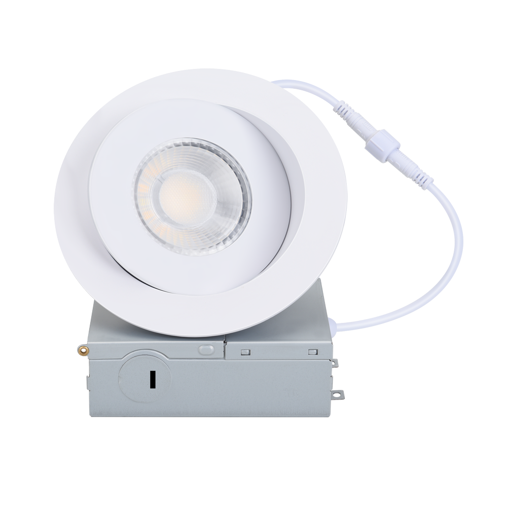 4-Inch LED Gimbal Light – 3CCT, 9W, 900 Lumens, Round with White Trim - Buchanan Lighting LTD.