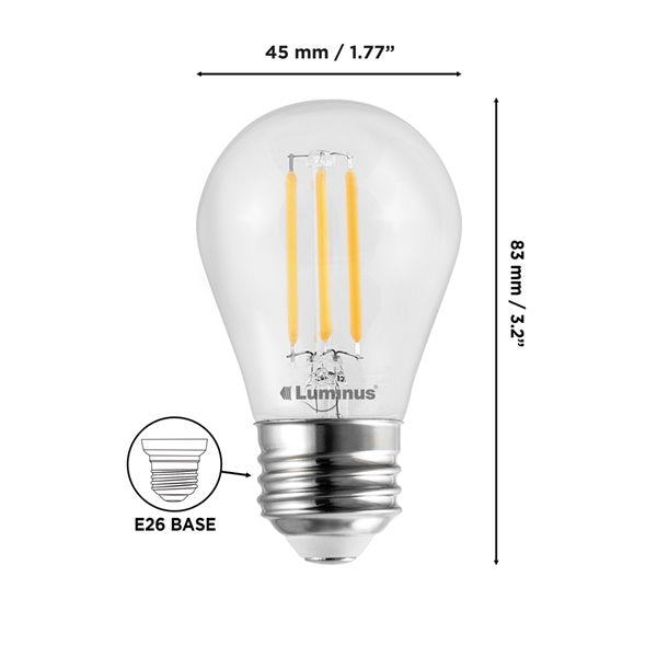 Luminus 4.5W A15 LED Bulb | 12-Pack | 2700K Warm White | 350LM | Dimmable | 40W Equivalent