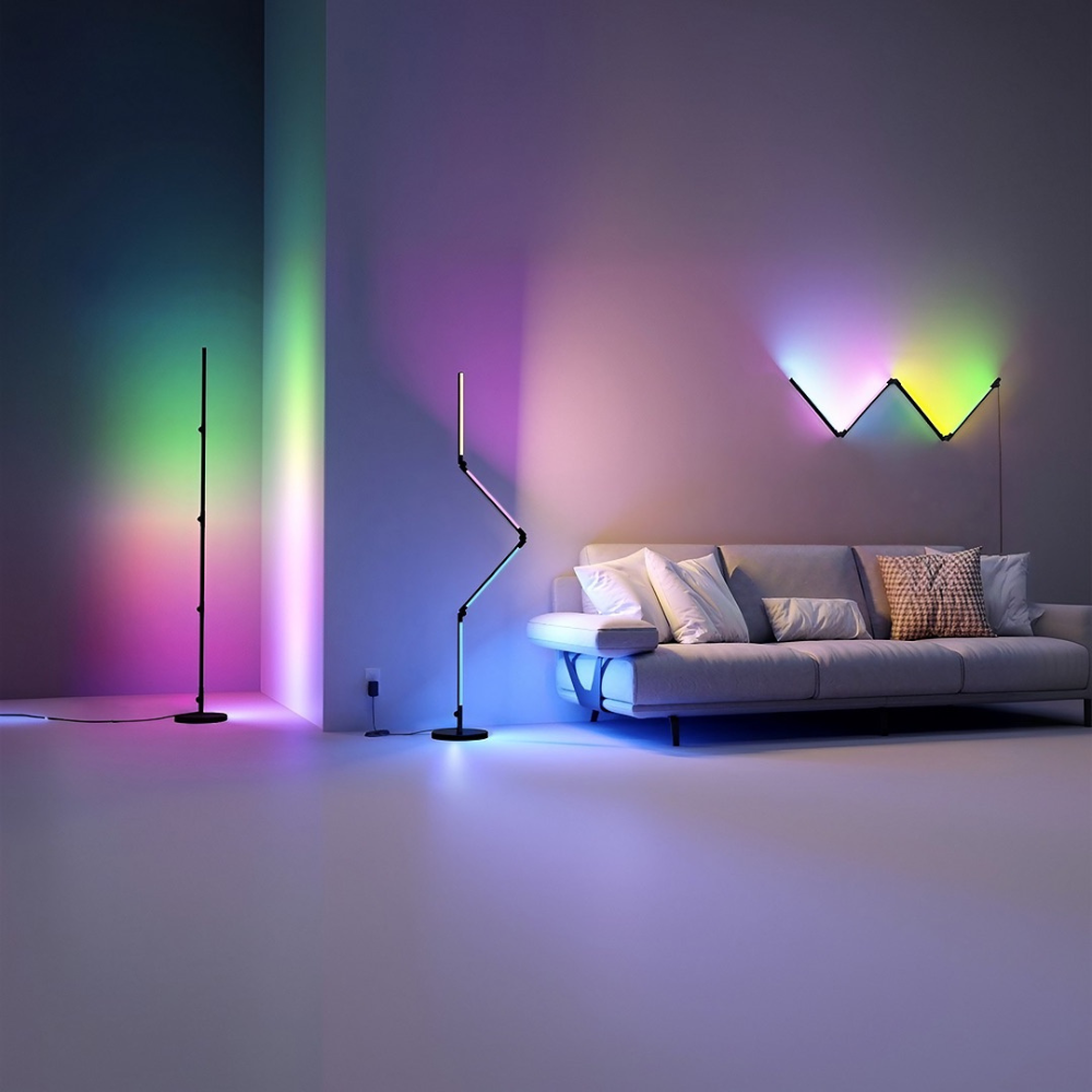 Smart Foldable RGBW Floor Lamp (RGB + Warm White 2700K), Tuya App Control, Alexa/Google, Scenes & Music Sync - Buchanan Lighting LTD.