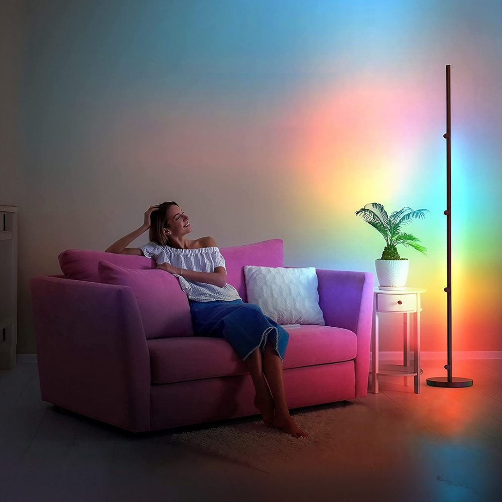 Smart Foldable RGBW Floor Lamp (RGB + Warm White 2700K), Tuya App Control, Alexa/Google, Scenes & Music Sync - Buchanan Lighting LTD.