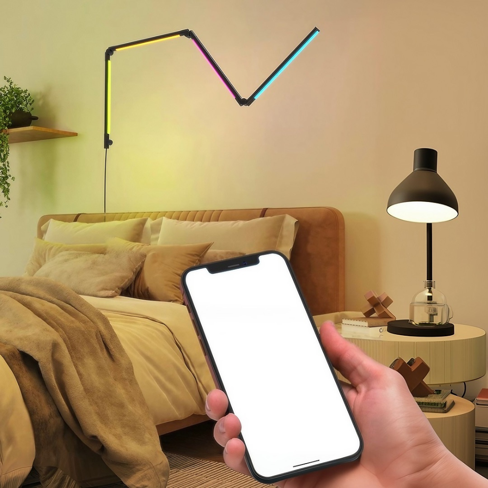 Smart Foldable RGBW Floor Lamp (RGB + Warm White 2700K), Tuya App Control, Alexa/Google, Scenes & Music Sync - Buchanan Lighting LTD.