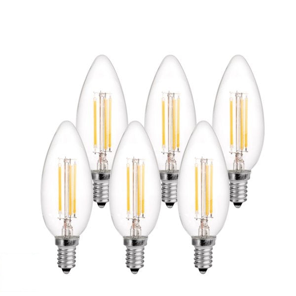 Luminus 4.5W B10 Candelabra LED Bulb | 6-Pack | 2700K & 5000K | 500LM | Dimmable | 60W Equivalent