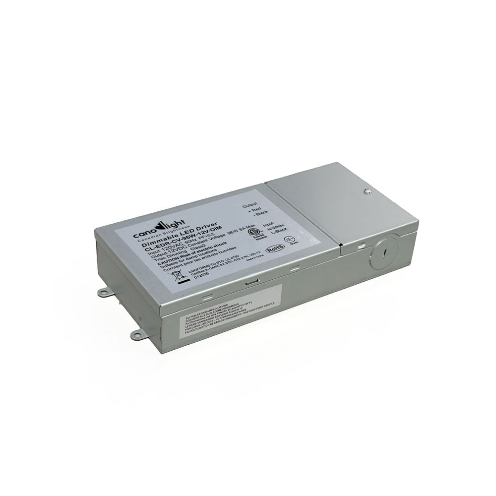 12V Dimmable LED Driver w/ Integrated Junction Box, 96W, TRIAC, Class 2, 120V In / 12VDC Out (Dry/Damp) — CL-EDR-CV-96W-12V-DIM - Buchanan Lighting LTD.