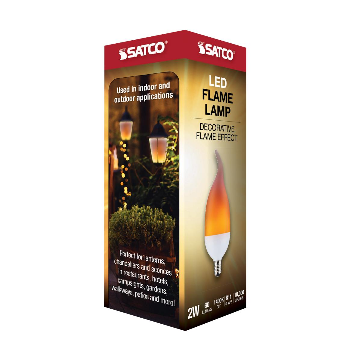 E12 2W Flame-Like LED Candle Bulb | 3-Pack | 1400K Ultra Warm Glow | 60LM | Decorative | 25W Equivalent