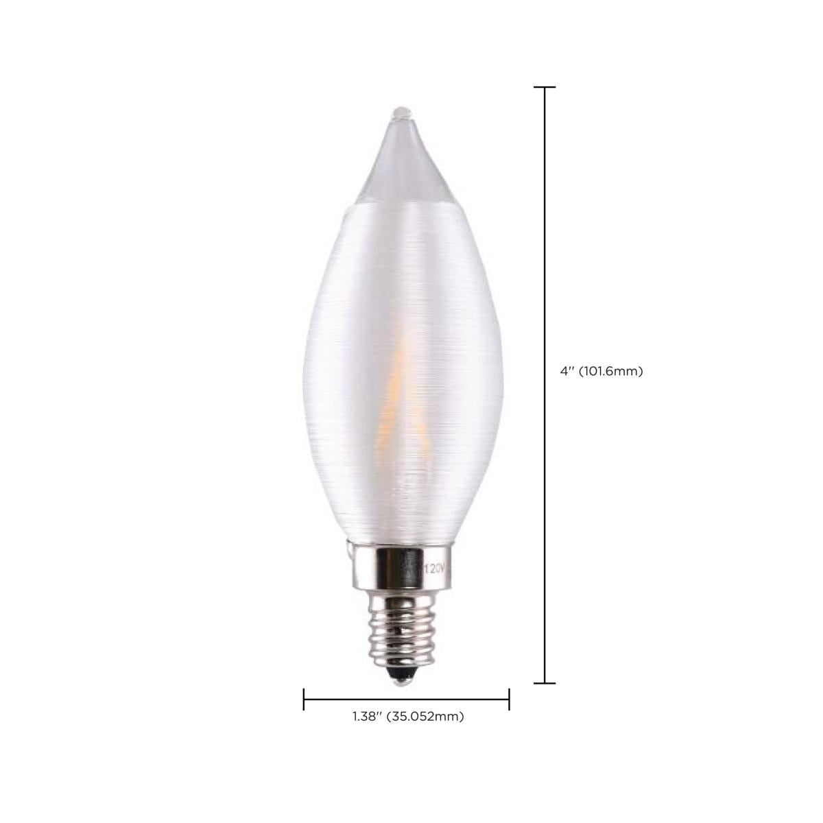 E12 4W Satin Spun LED Candle Bulb | 6-Pack | 2700K Warm White | 300LM | Dimmable | 40W Equivalent