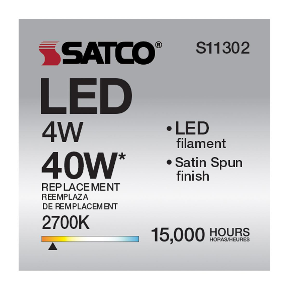 E12 4W Satin Spun LED Candle Bulb | 6-Pack | 2700K Warm White | 300LM | Dimmable | 40W Equivalent