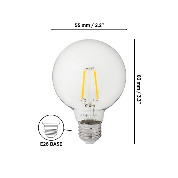 Luminus 7W G25 LED Globe Bulb | 6-Pack | 2700K Clear, 2700K Frost, & 5000K Frost | 800LM | Dimmable | 60W Equivalent