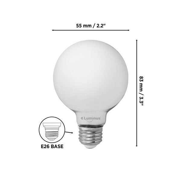 Luminus 7W G25 LED Globe Bulb | 6-Pack | 2700K Clear, 2700K Frost, & 5000K Frost | 800LM | Dimmable | 60W Equivalent