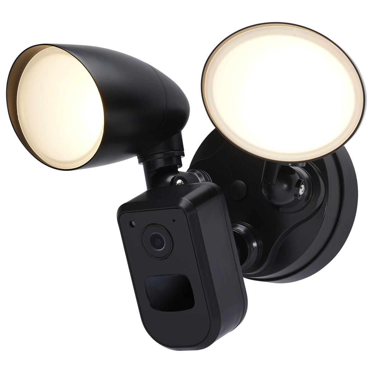 Smart Outdoor Security Light with Camera | 20W | CCT Selectable (3000K/4000K/5000K) | Starfish IoT | Black Finish | WiFi Enabled