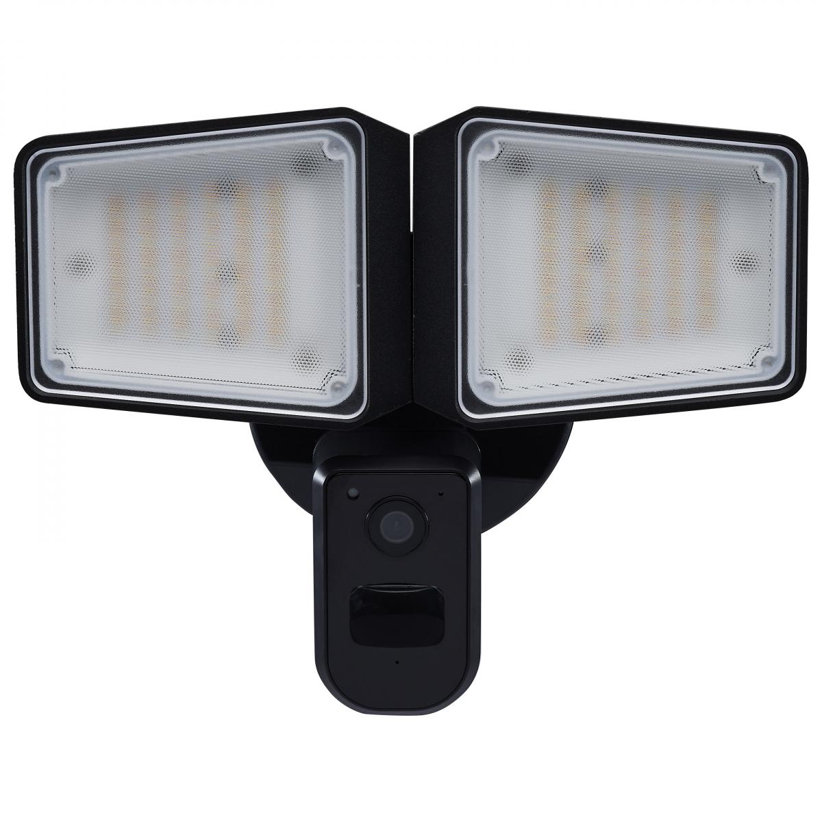Smart Outdoor Rectangular Security Light with Camera | 36W | Tunable White (3000K-5000K) | Starfish IoT | Black Finish | WiFi Enabled