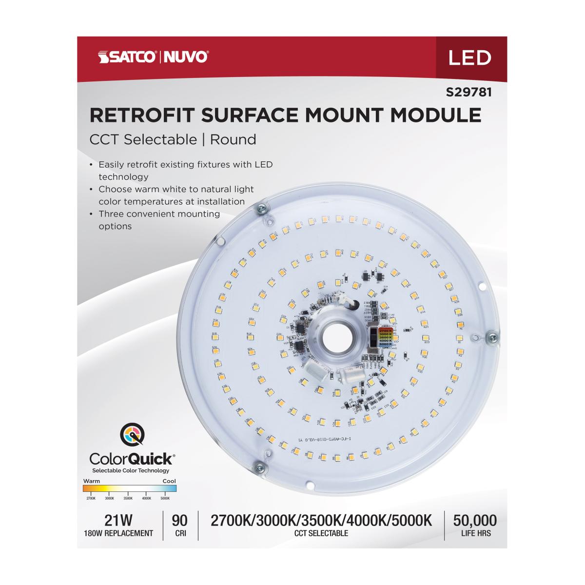 S29781 Circular LED Retrofit Light Engine | 21W, 5CCT Selectable, 120V, Damp Rated, 5-Year Warranty