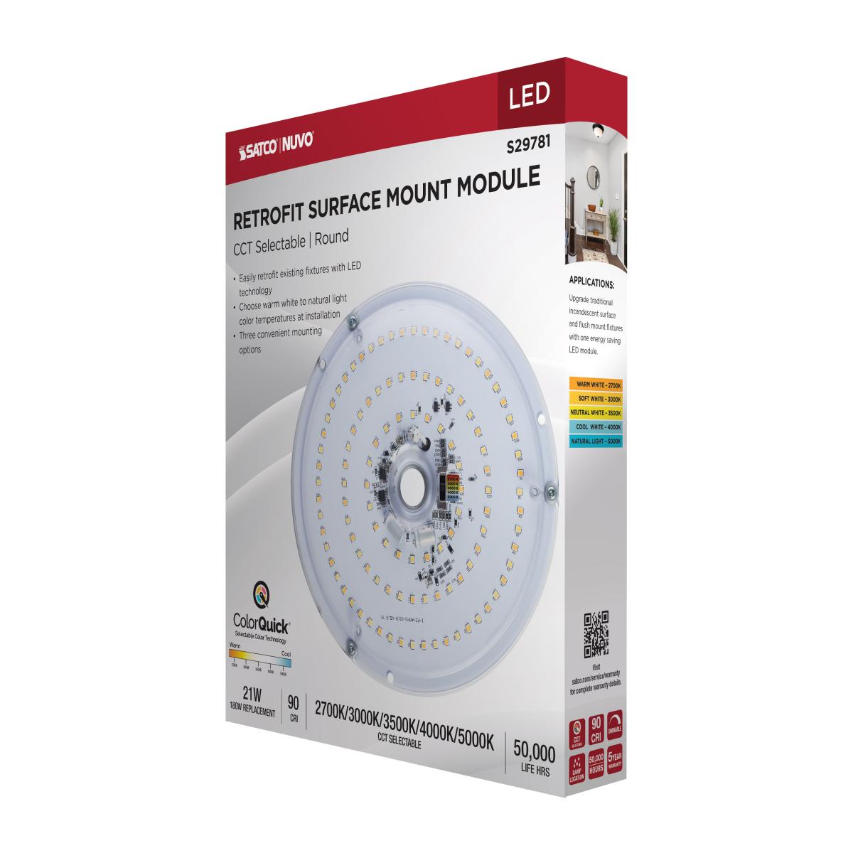 S29781 Circular LED Retrofit Light Engine | 21W, 5CCT Selectable, 120V, Damp Rated, 5-Year Warranty