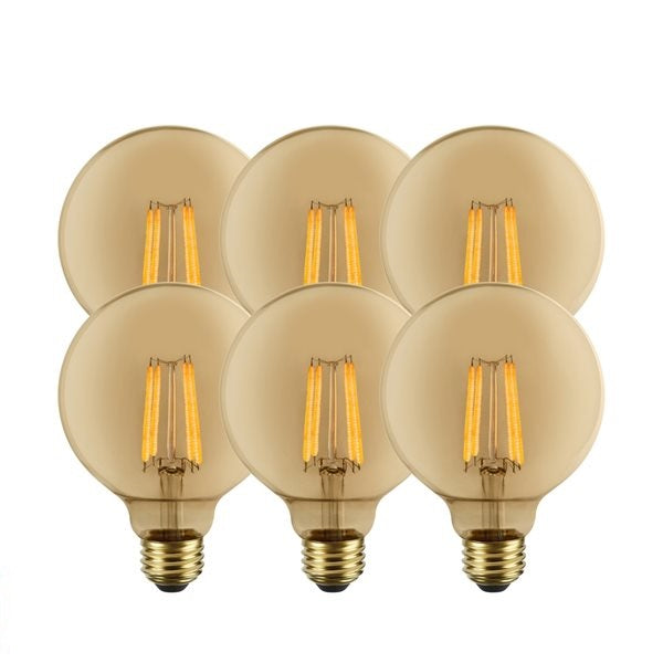 Luminus 4.5W G25 Vintage Filament LED Bulb | 6-Pack | 2200K Amber | 350LM | Dimmable | 40W Equivalent