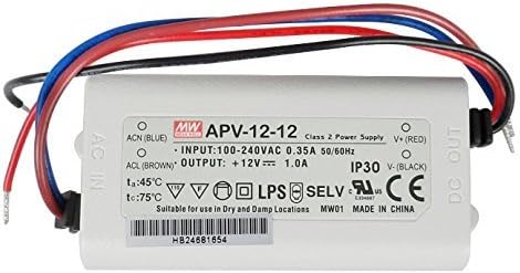 12V LED Driver, 12W, Non-Dimmable, Hardwire, 100–240V Input, 12V DC Output (Damp Rated) — DR-12V-12W - Buchanan Lighting LTD.