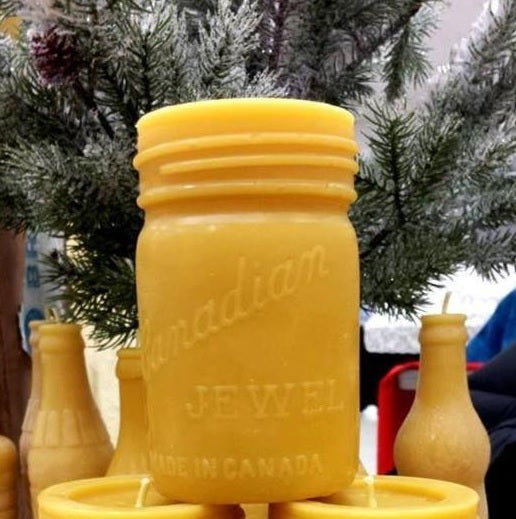 Canadian Jewel Mason Jar Circa Candle | 100% Canadian Beeswax | Handmade | 90+ Hour Burn | Made in Canada
