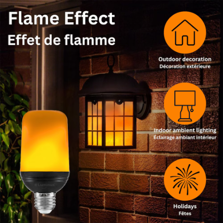 Luminus LED Flame Effect Bulb – 2200K Candlelight | Flicker or Steady Mode