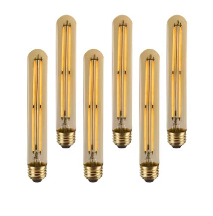 Luminus 5W Vintage T10 Dimmable LED Bulb | 2200K Amber | 380LM | E26 Base | 6-Pack